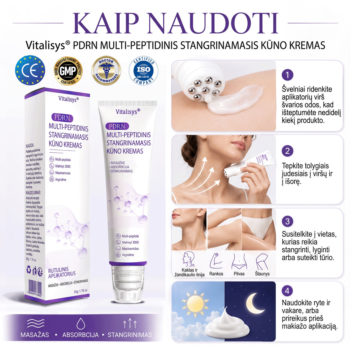Ekspertų rekomenduojama🥦 |🌥️Vitalisys® PDRN“daugiapeptidis masažuojamasis kūno kremas – Anti-senėjimo, drėkinamasis,stangrinamasis,odą regeneruojantis,sulyginantis,spuogų ir dėmių šalinimo,karpų ir apgamų šalinimo, psoriazės palengvinimo priemonė.💙