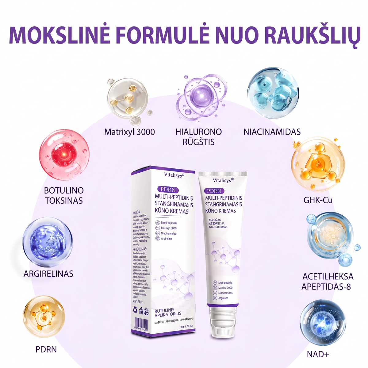 Ekspertų rekomenduojama🥦 |🌥️Vitalisys® PDRN“daugiapeptidis masažuojamasis kūno kremas – Anti-senėjimo, drėkinamasis,stangrinamasis,odą regeneruojantis,sulyginantis,spuogų ir dėmių šalinimo,karpų ir apgamų šalinimo, psoriazės palengvinimo priemonė.💙