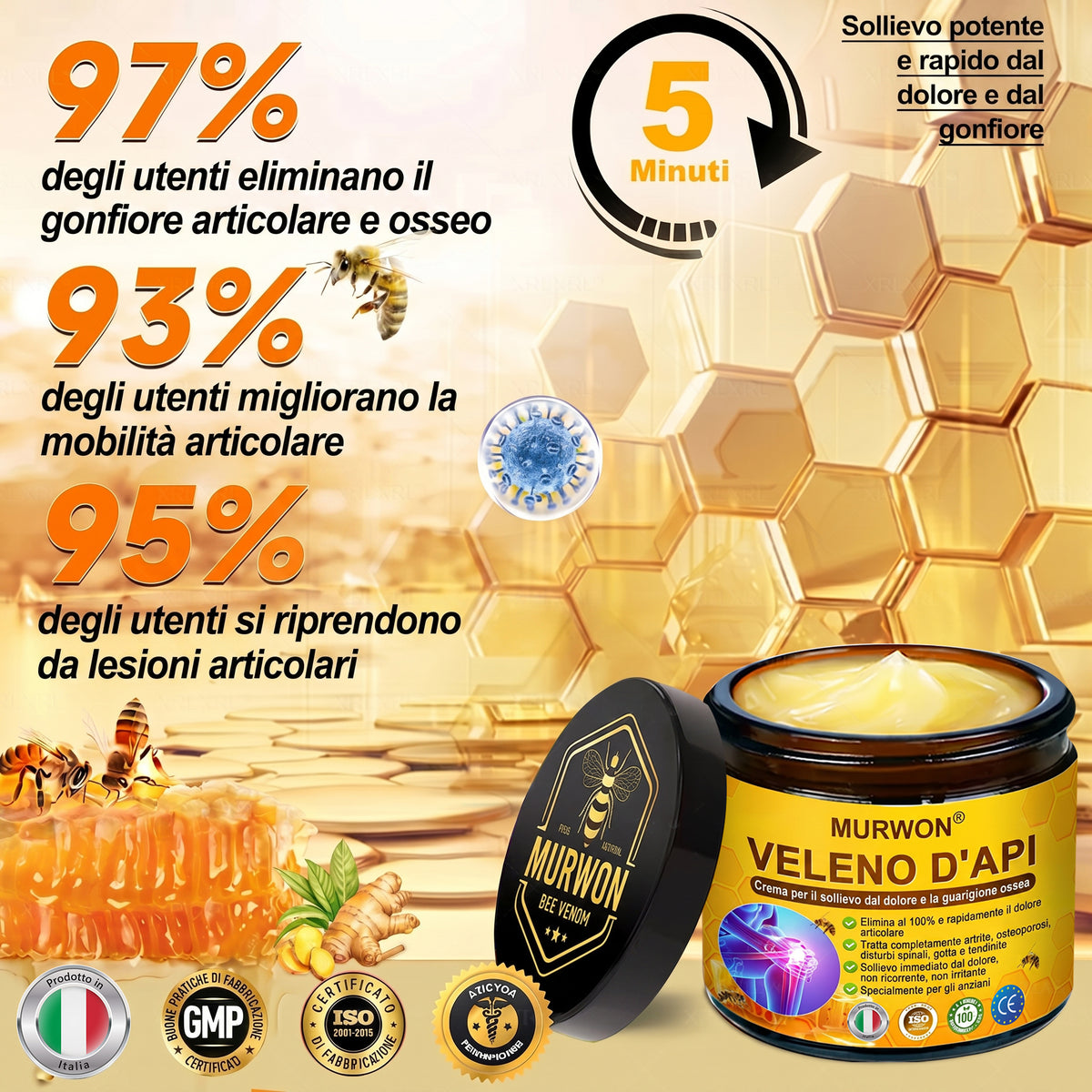 Sconto del 30% 🎁🎁 | Crema 𝐌𝐔𝐑𝐖𝐎𝐍® al veleno d’api per alleviare il dolore e favorire la rigenerazione ossea ✨✨✨ (Specialmente per gli anziani)