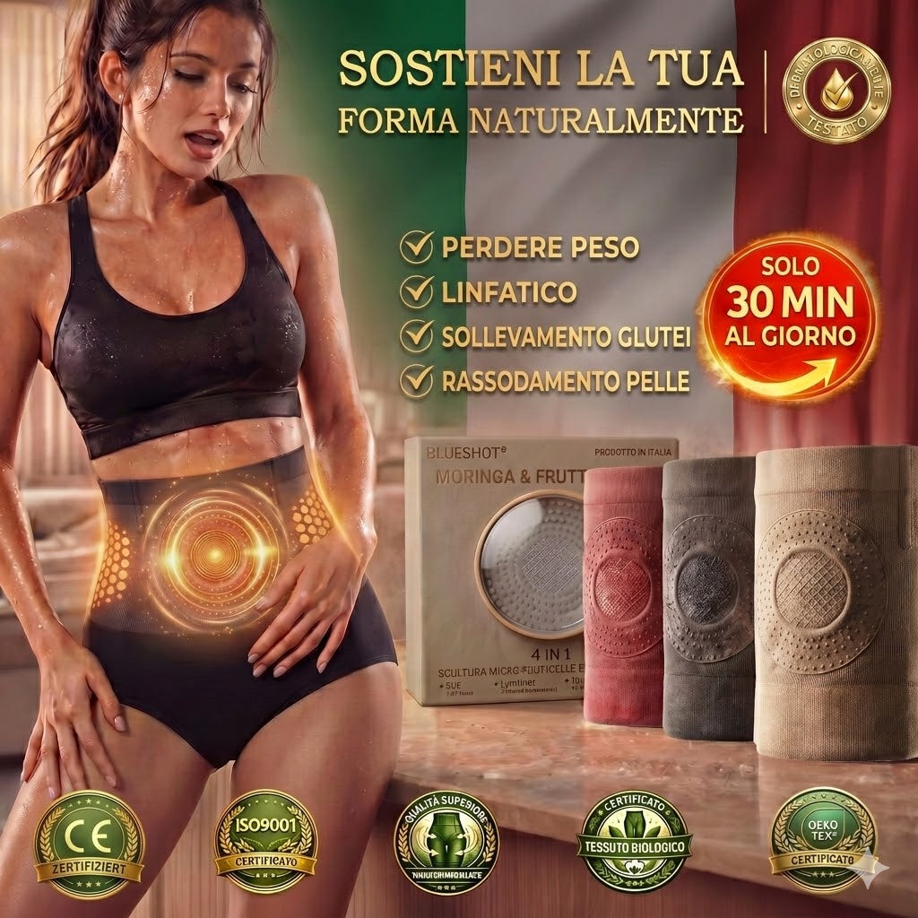 Flagship Store Ufficiale🌐𝐁𝑳𝑼𝐄𝐒𝐇𝑶𝑻® 2026 Moringa & Berberina 4-in-1 Pantaloncini Modellanti a Micro-Particelle e Brucia-Grassi