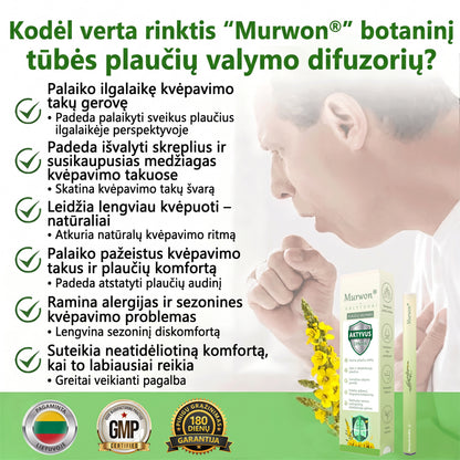 🇱🇹 Aukštos kokybės lietuviškas produktas, pristatymas visoje šalyje 🥇 Murwon® vaistažolių plaučių valymo inhaliatorius 🍇(👨‍⚕️ Pagalba kosulio, uždegimo, dusulio, skrepliavimo, nosies užgulimo, bronchito, alergijų ir plaučių problemų atveju) ❤️